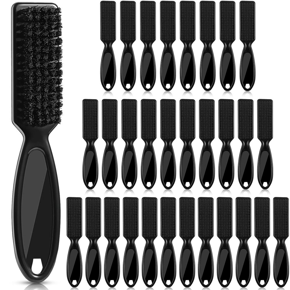 Patelai 30 Pcs Blade Clipper Cleaning Brush Scrub Brush Barber Fade Trimmer Nylon Hair Styling Tool for Men(Black)