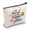JXGZSO Funny Beach Zipper Pouch Bag The Beach is My Happy Place Cosmetic Bag Summer Gift (Happy Place BAG) view 1