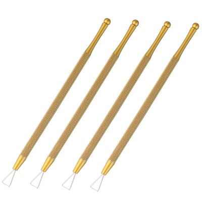 FOMIYES 4-piece Set Cuticle Pusher Triangle Peeler Scraper Gel Polish Remover Tool for Nail Art