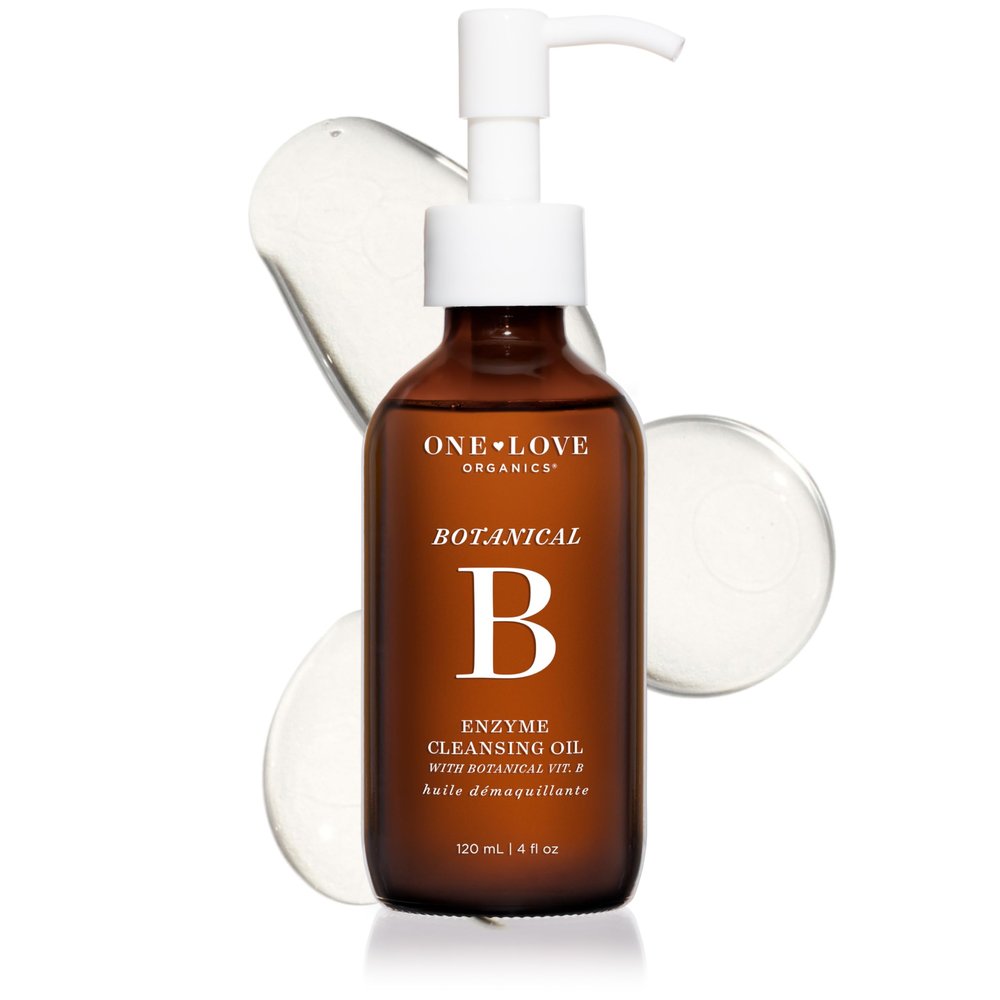 One Love Organics Botanical B Enzyme Cleansing Oil  Hydrating Oil Cleanser for Double Cleansing, Makeup Remover for Face, Cruelty Free 4 oz