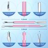 2PCS Metal Mauve/Pink Purple Cuticle Pusher and Cutter Remover Salon Quality Stainless Steel Gel Nail Polish Peeler Scraper Durable Manicure and Pedicure Cleaner Tool For Fingernail and Toenail view 2