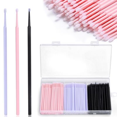 300pcs Disposable Micro Applicators brushes,JASSINS Eyelash Extensions Microfiber Wands Applicator Brush,False Eyelashes Brush Clean Mascara swabs(2.0 mm With Container) (PINK)