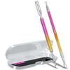 2PCS Metal Pink-Yellow Gradient Cuticle Pusher and Cutter Remover Salon Quality Stainless Steel Gel Nail Polish Peeler Scraper Durable Manicure and Pedicure Cleaner Tool For Fingernail and Toenail view 1