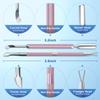 2PCS Metal Lilac Cuticle Pusher and Cutter Remover Salon Quality Stainless Steel Gel Nail Polish Peeler Scraper Durable Manicure and Pedicure Cleaner Tool For Fingernail and Toenail view 2
