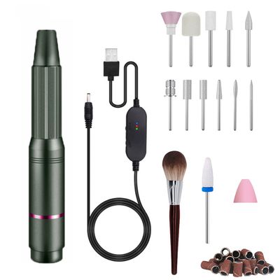 Electric Nail Drill, Professional 25000RPM Acrylic Nail Drill Machine 16 in 1 Kit, Portable USB Electric Nail File Set for Acrylic Gel Nails, Manicure Pedicure Tools for Home and Salon - Grey