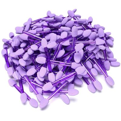 AKOAK 100 Pcs Disposable Eye Shadow Brushes, Double-Faced Sponge Eye Shadow Applicator, Oval Eye Shadow Brush with Sponge Head (Purple)