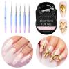 Makartt 3D Nail Foil Glue, 8ml Foil Transfer Gel Foil Bundle with Nail Art Brushes,Liner for Nails, 5pcs, 7/9/11/15/25mm, Easy Hold, Thin Nail Art Design Brush Detail Brush view 1