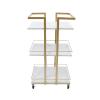 HAOREBAIYU 3 Tier Utility Salon Trolley, 35"L x 15"W x 12"H, White+gold view 1