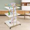 HAOREBAIYU 3 Tier Utility Salon Trolley, 35"L x 15"W x 12"H, White+gold view 3