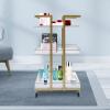 HAOREBAIYU 3 Tier Utility Salon Trolley, 35"L x 15"W x 12"H, White+gold view 4