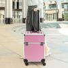 Rolling Makeup Train Case,Cosmetics Makeup Beauty Nail Salon Hairdresser Trolley Case with 12 Compartment Foam Compartment and Three Position Trolley Bar,for Make up Artists Hairdressers(Pink) view 4