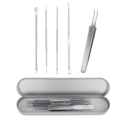 Blackhead Remover Tool Pimple Popper Tool Kit 5 Pack Blackhead Extractor Tools with Case Comedone Zit Acne Blemish Whitehead Removal Kit Professional Stainless Steel Extractor Tools for Face Nose