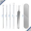 Blackhead Remover Tool Pimple Popper Tool Kit 5 Pack Blackhead Extractor Tools with Case Comedone Zit Acne Blemish Whitehead Removal Kit Professional Stainless Steel Extractor Tools for Face Nose view 2