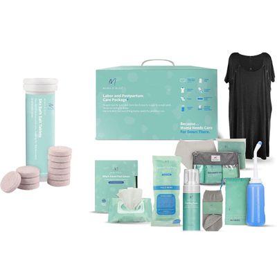 Mama & Wish Sitz Bath Salt Tablets 1 Pack and Postpartum Essential Kit (12-Piece)