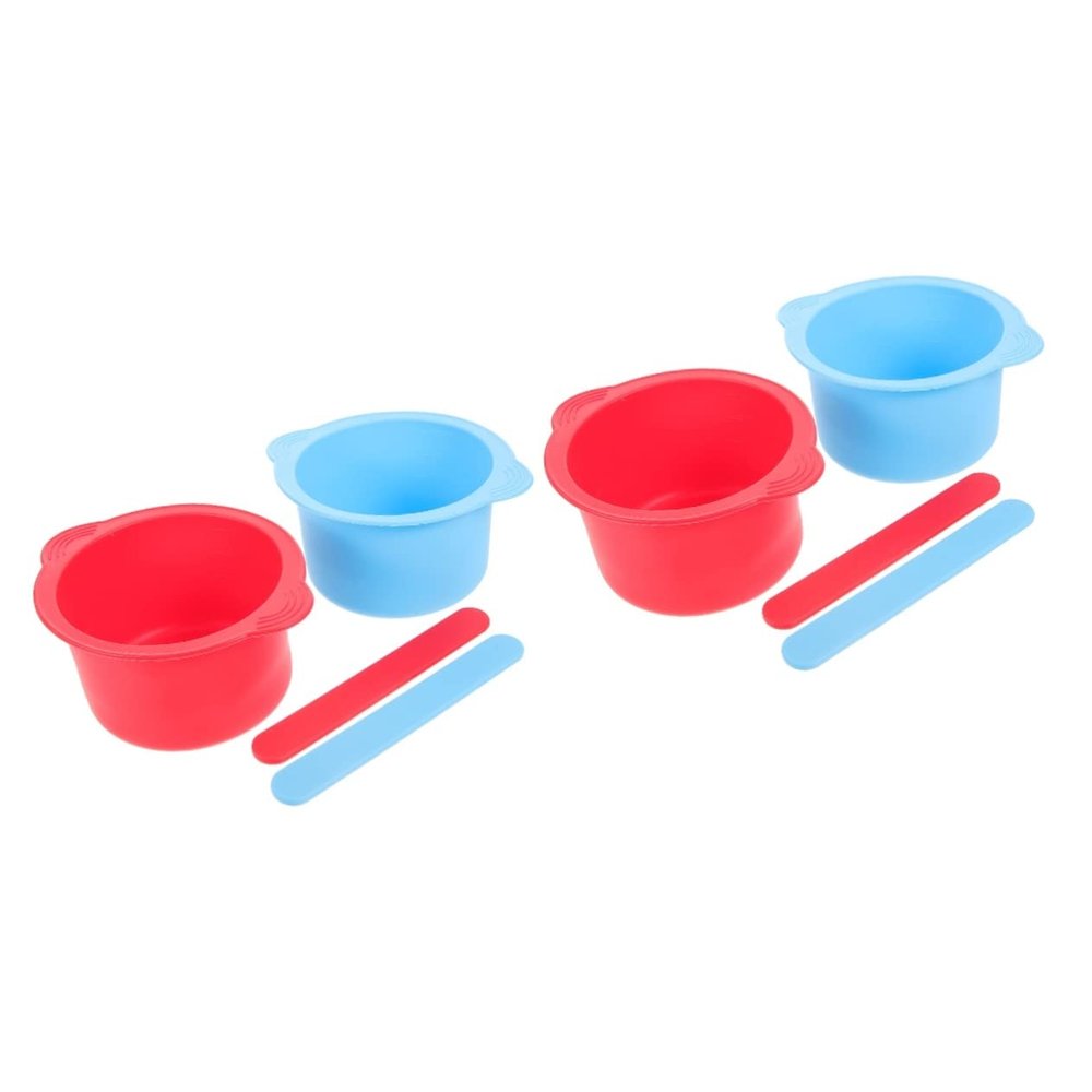 ULTECHNOVO 4pcs Silicone Wax Warmer Bowl Non-Stick High-Temperature Resistant Replacement for Hair Removal Stirring Sticks for Waxing and Salons