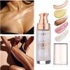 Body Shimmer Oil, Diamond Platinum Natural Glow Luminizer, Long Lasting Waterproof Moisturizing Liquid Illuminator Highlighter Makeup for a Sun-Kissed Glow, Brush Include, 1oz, Light Fair view 2