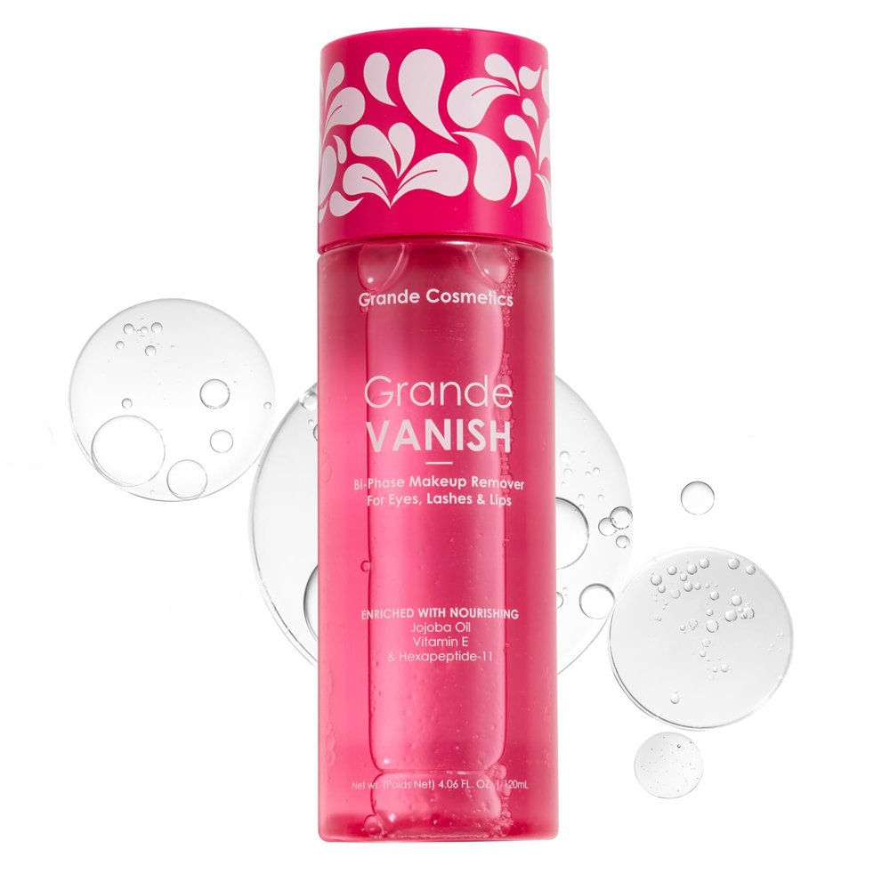Grande Cosmetics Makeup Remover - Removes Water & Oil-Based Makeup, Dissolves Long-Wear & Waterproof Formulas (3.4 fl oz)