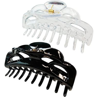 ACCGLORY Large Hair Clips for Women Thick Hair Fine Hair Claw Clips Strong Holding Long Hair Jaw Clips (Clear and Black)