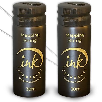 Ink Permanent Black Brow Mapping String [2 X 100 Ft Bottles - 60 m] Pre-Inked String for Permanent Makeup and Microblading Supplies, Eyebrow Mapping Kit, Brow Thread for Shaping