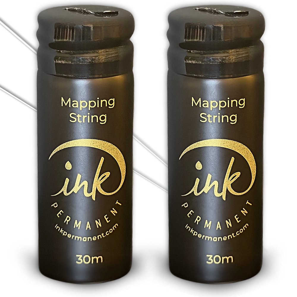 Ink Permanent Black Brow Mapping String [2 X 100 Ft Bottles - 60 m] Pre-Inked String for Permanent Makeup and Microblading Supplies, Eyebrow Mapping Kit, Brow Thread for Shaping