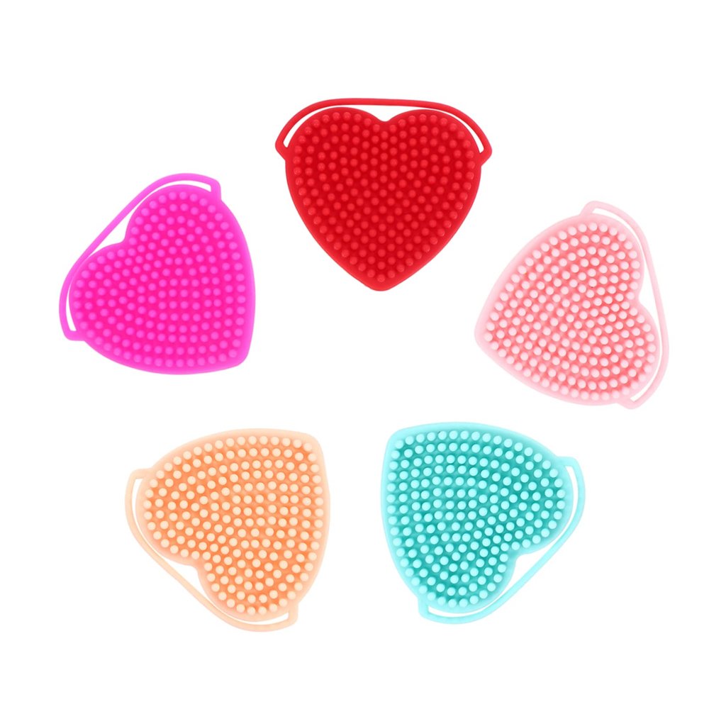 5pcs Heart Shaped Bath Brush Silicone Cleaning Brush Scalp Massagers Silicone Face Scrubber Bathing Bath Body Brush Back Scrubber Hair
