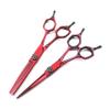 Hair Cutting Scissors, 6 Inch Red Japan 9CR Stainless Steel Thinning Cutting Razor Hair Salon Scissors Set view 1