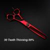 Hair Cutting Scissors, 6 Inch Red Japan 9CR Stainless Steel Thinning Cutting Razor Hair Salon Scissors Set view 4