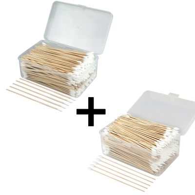 1100 PCS 6 Inches Long Cotton Swabs with Storage Case, 600 Pointed Cotton Swabs & 500 Round Cotton Swabs