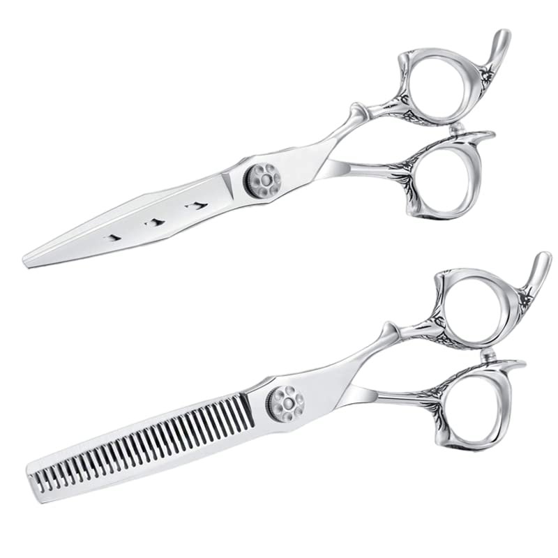 Hair Cutting Scissors, 6 Inch Professional Salon Haircut Japanese Stainless Steel 440C Barber Hair Trimmer Cutting Thinning Scissors set
