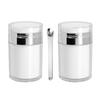 2Pack Airless Pump Jars with Cosmetic Spatula, 3.5 oz Empty Refillable Cosmetic Air Pump Jars Bottles Airless Lotion Cream Dispenser Portable Travel Makeup Containers (Silver) view 1