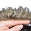 PUNRU HAIR Toupee For Men Hair Piece Real Human Hair French Lace Mens Toupee Hair System Bleched Knot Hair Replacement System For Men 7x9 100% light to Medium density#710 7# VERY LIGHT BROWN+10% GREY view 3