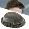 French Lace Hair System For Men Toupee For Men Real Human Hair Piece For Men Hair Replacement System Mens Toupee Front Bleched Knot 7x9 100% light to Medium density#430 4# MEDIUM BROWN+30% GREY view 1