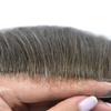 French Lace Hair System For Men Toupee For Men Real Human Hair Piece For Men Hair Replacement System Mens Toupee Front Bleched Knot 7x9 100% light to Medium density#430 4# MEDIUM BROWN+30% GREY view 3