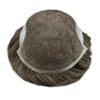 French Lace Hair System For Men Toupee For Men Real Human Hair Piece For Men Hair Replacement System Mens Toupee Front Bleched Knot 7x9 100% light to Medium density#430 4# MEDIUM BROWN+30% GREY view 4