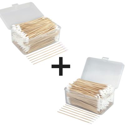 1200 PCS 6 Inches Long Cotton Swabs with Storage Case, Include 600 PCS Round & 600 PCS Pointed
