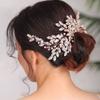 BERYUAN Wedding Rose Gold Hair Comb with Rhinestone Crystal Flower for Bridal Headpieces, Handmade Accessories for Women and Girls (ROSE GOLD) view 3