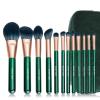 Natural Fiber & Goat Hair Makeup Brush Set Professional, Combined Hair Makeup Brushes Set with Case by Luxury ENZO KEN, Emerald Green Cosmetic Brushes Makeup Set, Natural Bristle Makeup Brushes. view 1