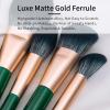 Natural Fiber & Goat Hair Makeup Brush Set Professional, Combined Hair Makeup Brushes Set with Case by Luxury ENZO KEN, Emerald Green Cosmetic Brushes Makeup Set, Natural Bristle Makeup Brushes. view 4