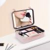 Cbhfmljd Makeup Train Case, Portable Cosmetic Organizer Train Box with Lights and Mirror Large Capacity Makeup Case Waterproof Customized Dividers/Large Makeup Artist Organizer Kit Pink view 2