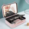 Cbhfmljd Makeup Train Case, Portable Cosmetic Organizer Train Box with Lights and Mirror Large Capacity Makeup Case Waterproof Customized Dividers/Large Makeup Artist Organizer Kit Pink view 3