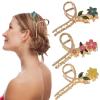3Pcs Floral Hair Claw Clips Large Hair Claw Clips for Women Thin Thick Curly Stylish Barrettes view 2