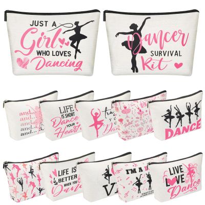 12 Pcs Dance Makeup Bag Bulk Dance Gifts Bulk Dancing Toiletry Zipper Pouch for Team Ballet Cosmetic Bag Survival Kit Pouch for Ballet Lover Gift Dancing Party Favors for Women Competition Ballerina