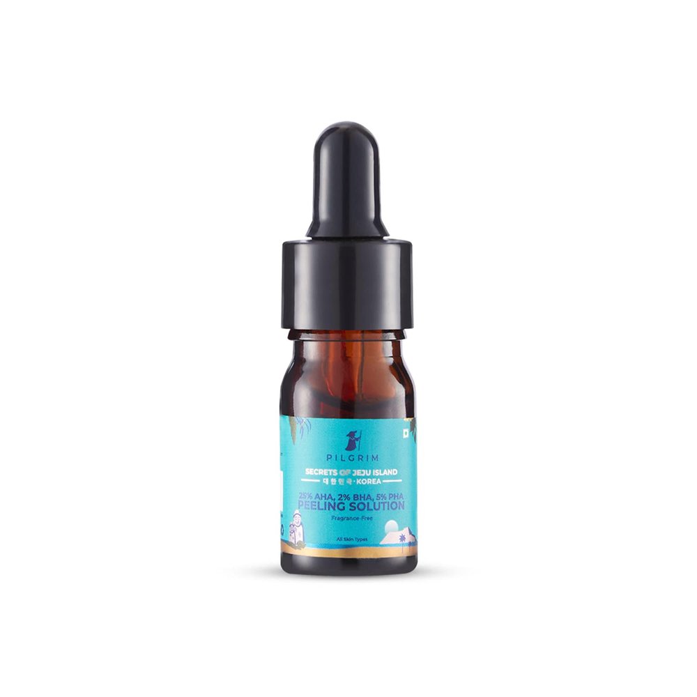 Pilgrim Korean Peeling Solution | 25% AHA, 2% BHA, 5% PHA | Exfoliates Dead Skin | Improves Skin Texture & Tone | Reveals Fresh, Clear Look | Suitable for All Skin Types | 0.17 Fl Oz (5ml)