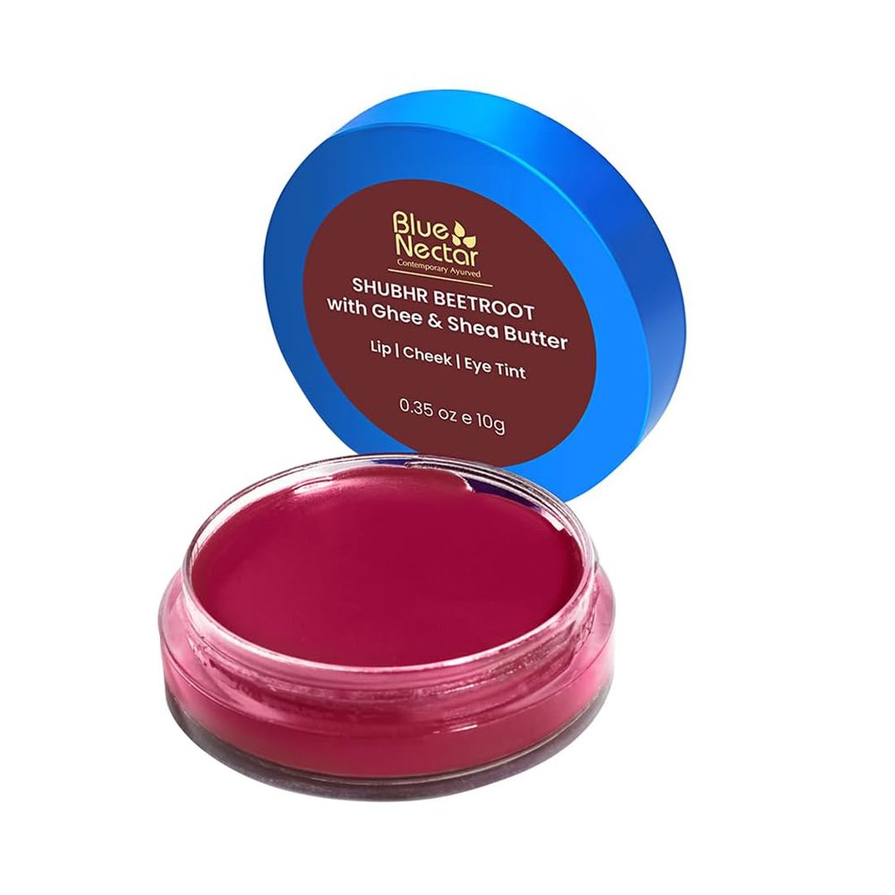 Blue Nectar Lip Tint Balm for Tinted Lips | Natural Beetroot Lip Balm Moisturizer for Dry Skin with Organic Ghee & Shea Butter | Long Lasting Hydrating Lip Tint (0.35 Oz)