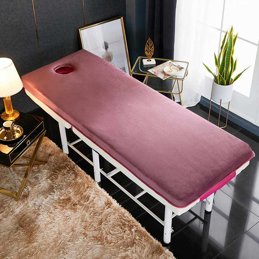 Spa Bed Padding,Memory Foam Massage Table Topper with Facial Breathing Hole and Elastic Bands,Lash Bed Cushion Without Bed,Massage Bed Mattress Pad 3 Thickness Optional,Pink 6cm,S 70x185cm