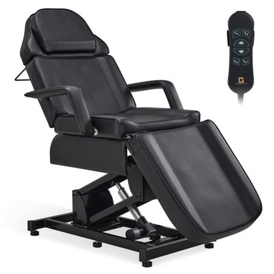 BarberPub Fully Electric Facial Bed with 3 Motor for Esthetician, Electric Tattoo Chair for Client, Facial Bed for Esthetician, Electric Adjustment 2751 (Black, Height (Flat): 25.2"37")