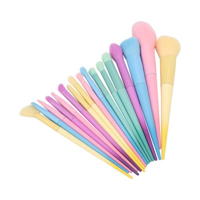 17pcs Soft Candy Colored Makeup Brush Set for Application During Parties, Dates, Outdoor Events - Loose Powder, Painting, Detail, Blending, Eyebrow Brushes