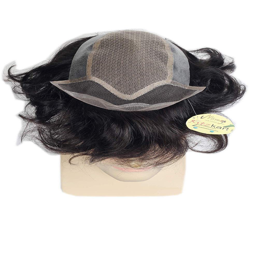 RITZPRIME Men Hair Toupee Men Patch Front Lace Hair Mirage Hair System Double Skin Natural (10x8)