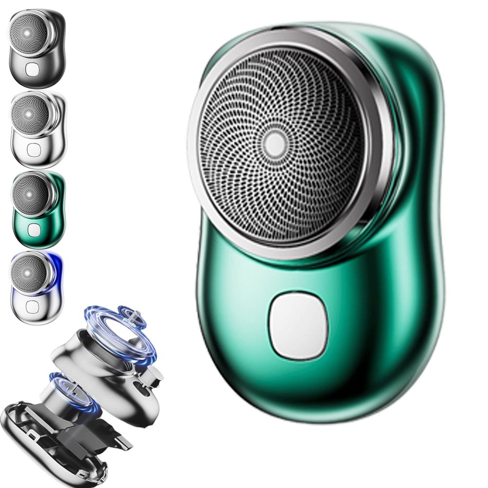 Minirazor Unbeatable Shave Even on The Go, Vementa Minirazor, Pocket Size Portable Shaver Wet and Dry Mens Razor USB Rechargeable, Easy One-Button Use Suitable for Home, Car (Green)