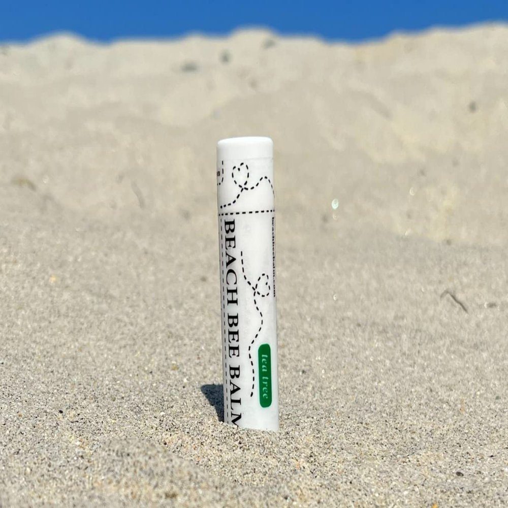 Beach Bee Balm Natural Lip Care - Organic Beeswax, Coconut & Olive Oil Blend - Handcrafted & Sustainable - Made in San Diego - Wholesome, Moisturizing Lip Balm (Tea Tree Balm, 3-Pack)